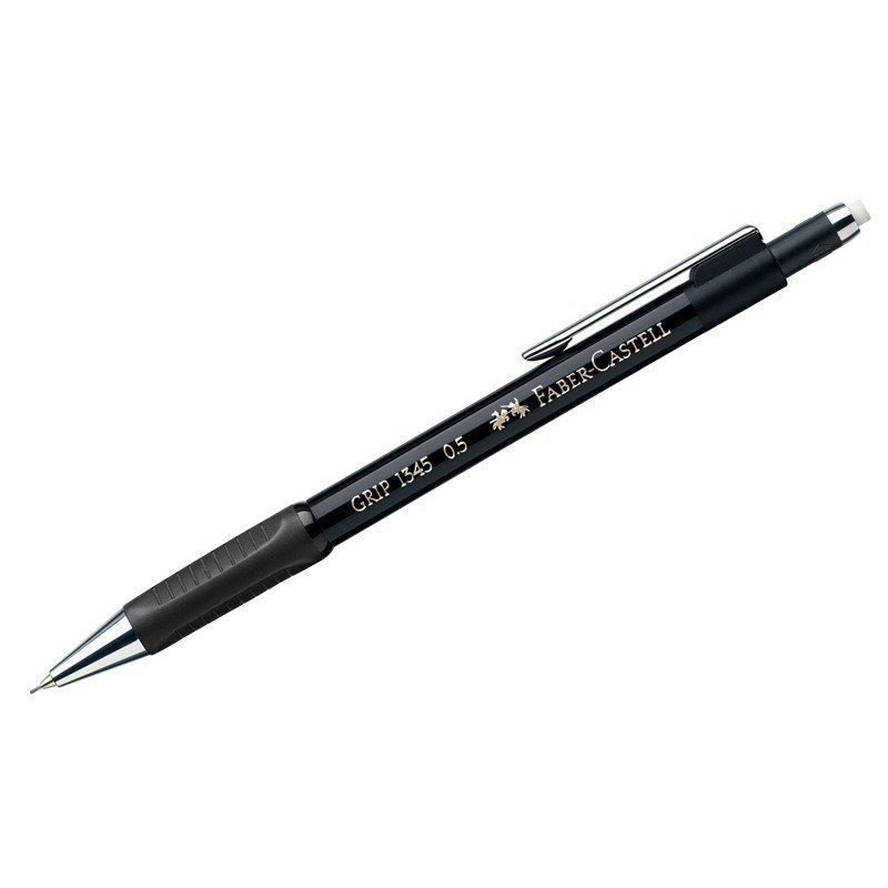 Карандаш механический Faber-Castell "Grip 1345" B, 0,5мм, грип, с ласт., автоподача грифеля, черный