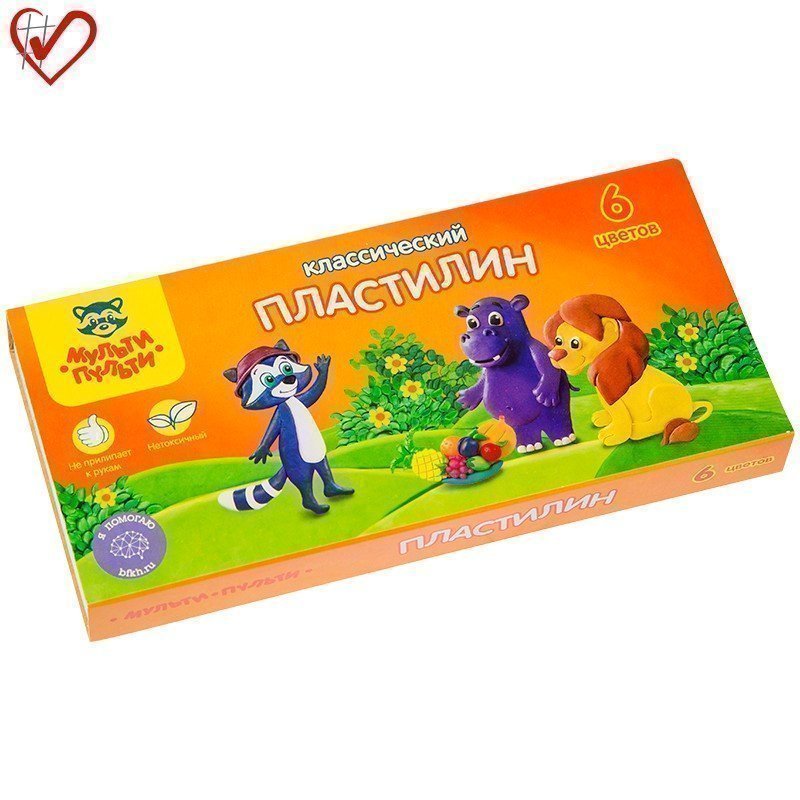 Пластилин Мульти-Пульти "Приключения Енота", 06 цветов, 120г, со стеком, картон