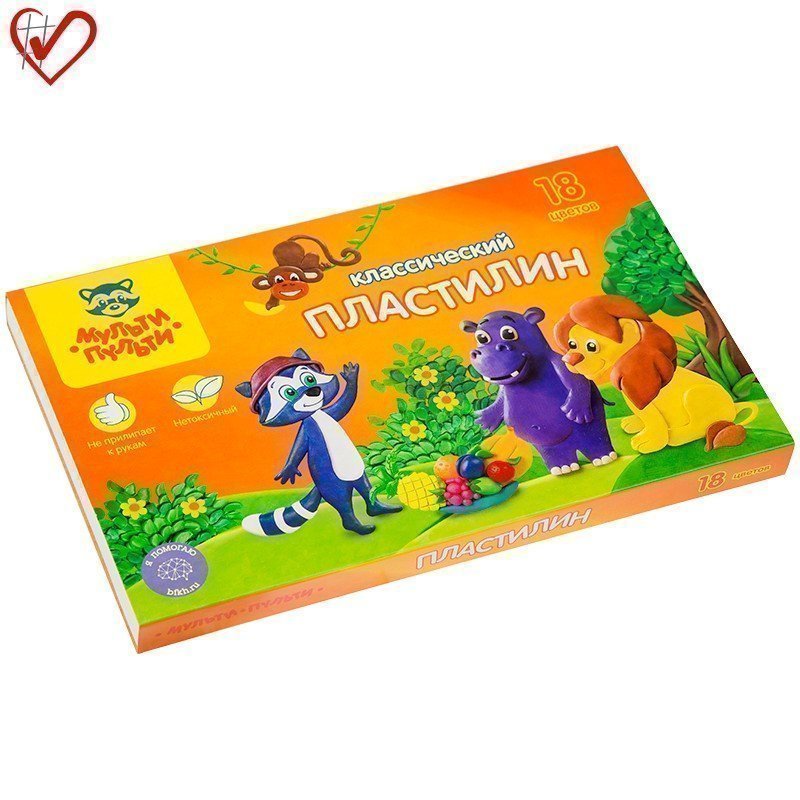 Пластилин Мульти-Пульти "Приключения Енота", 18 цветов, 360г, со стеком, картон