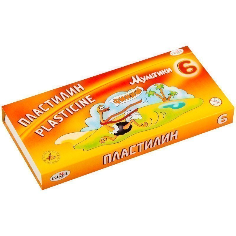 Пластилин Гамма "Мультики", 06 цветов, 120г, со стеком, картон