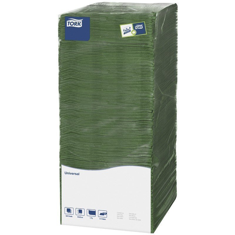 Салфетки бумажные Tork "Universal", 1 слойн., 25*25см, темно-зеленые, 500шт.