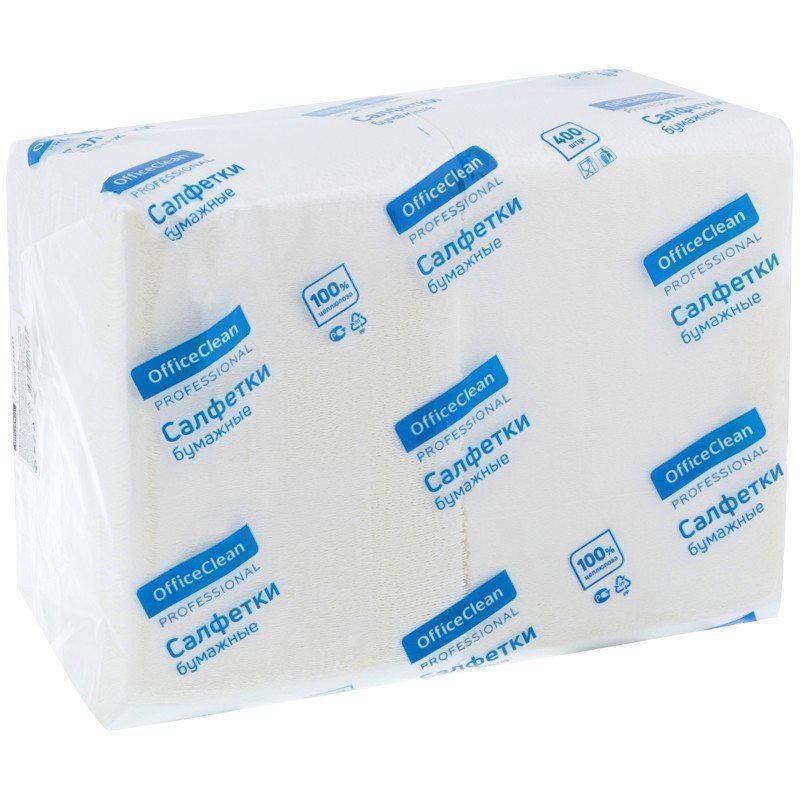 Салфетки бумажные OfficeClean Professional "Profi Pack", 1 слойн., 24*24см, белые, 400шт.