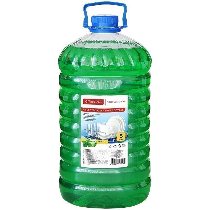 Средство для мытья посуды OfficeClean Professional "Алоэ и зеленый чай", ПЭТ, 5л