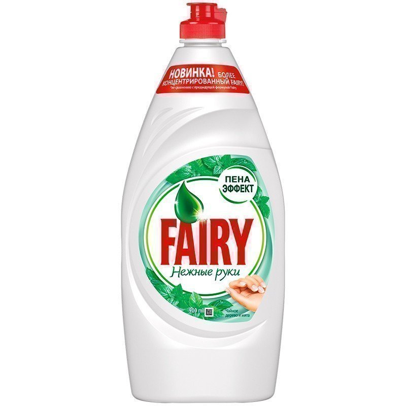Средство для мытья посуды Fairy "Нежные руки. Чайное дерево и мята", 900мл