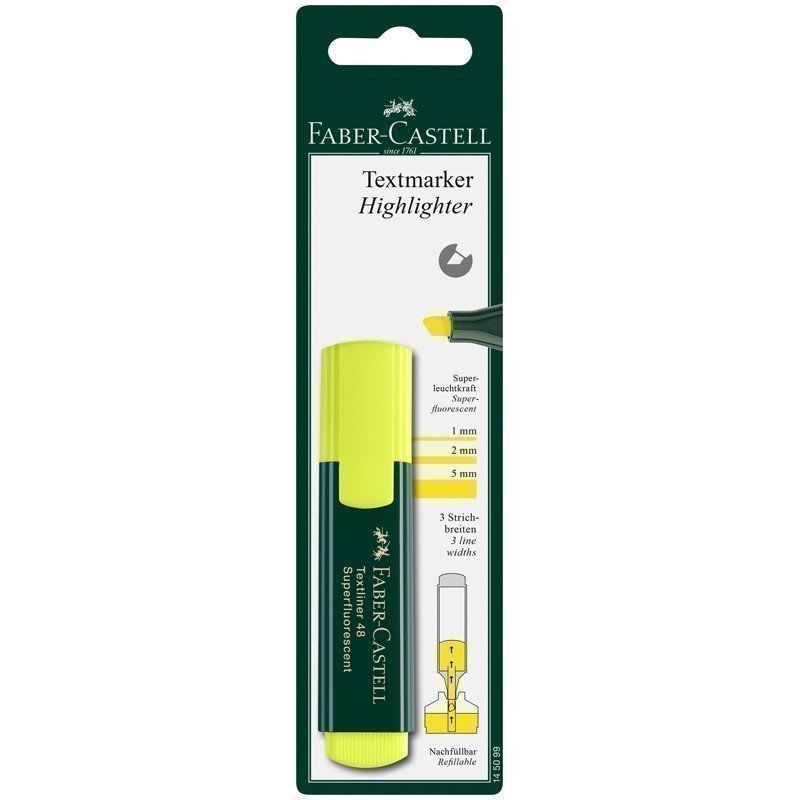 Текстовыделитель Faber-Castell "48" желтый, 1-5мм, блистер
