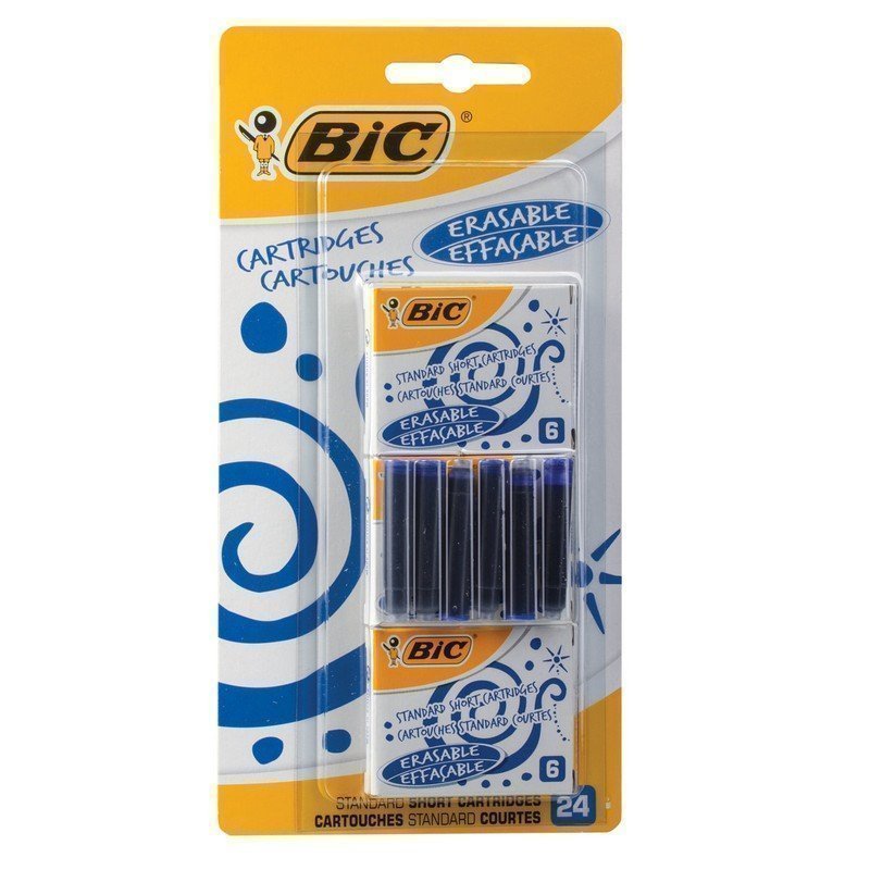 Картриджи чернильные BIC, комплект 24 шт, блистер, синие, 888751