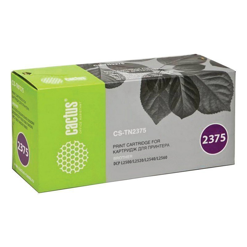 Картридж лазерный CACTUS (CS-TN2375) для BROTHER HL-L2300DR/2340DWR/DCP-L2500, ресурс 2600 стр