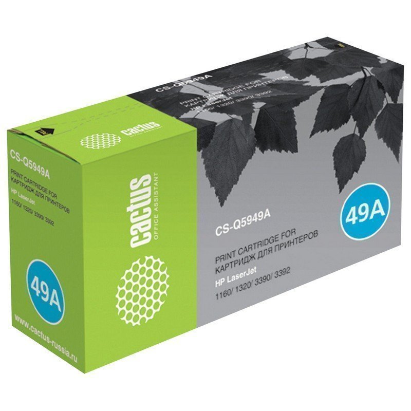 Картридж лазерный CACTUS (CS-Q5949A) для HP LaserJet 1160/1320/3390, ресурс 2500 стр, CS-Q5949AS