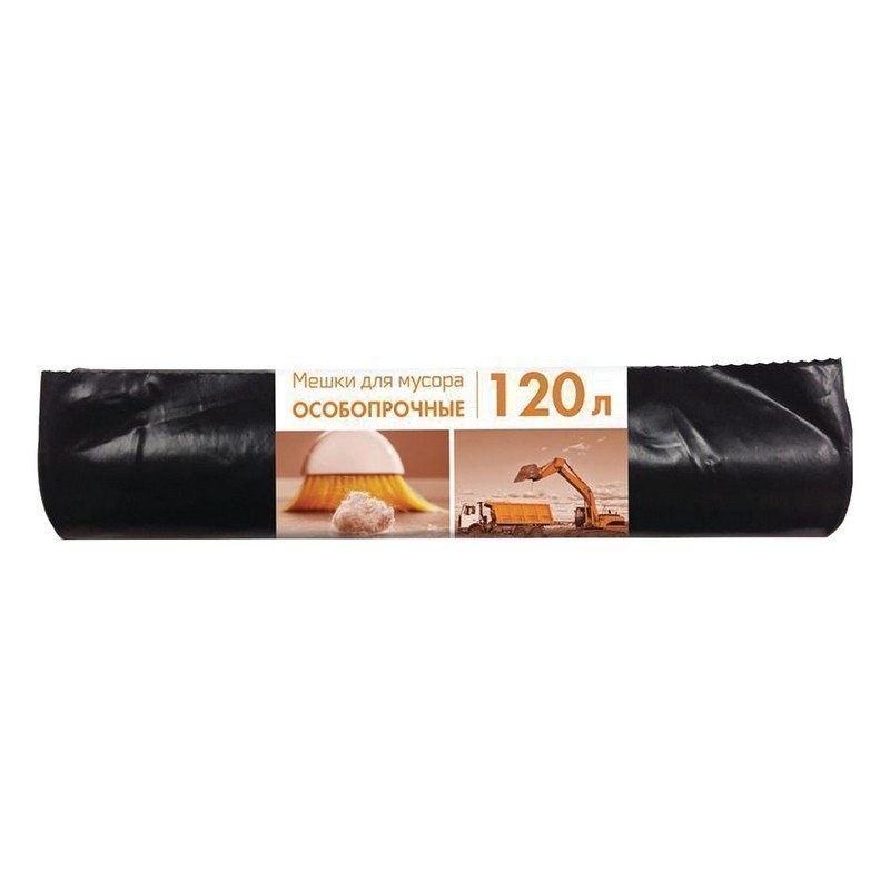 Мешки для мусора 120 л, черные, в рулоне 10 шт, ПВД, 80 мкм, 70х108 см, особо прочные, КОНЦЕПЦИЯ БЫТА, 3156