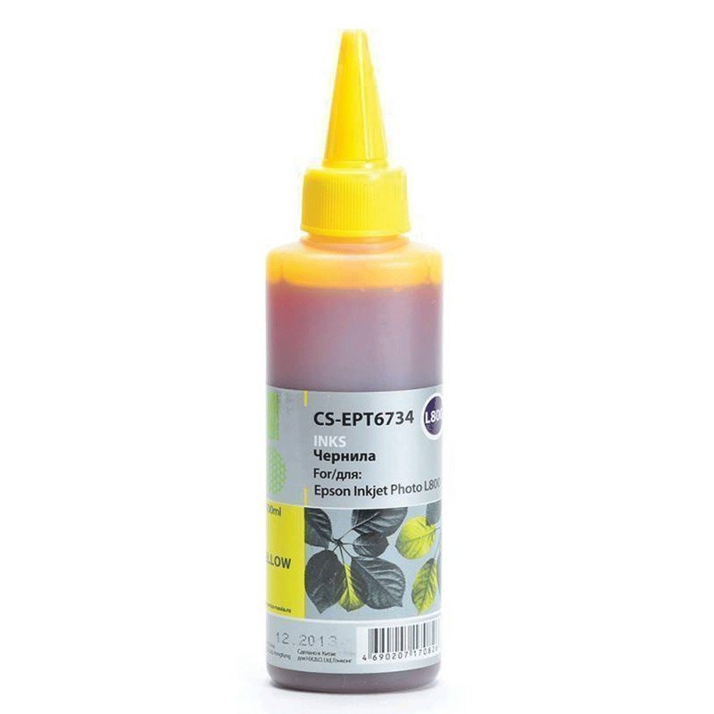 Чернила CACTUS (CS-EPT6734) для СНПЧ EPSON L800/L810/L850/L1800, желтые, 0,1 л