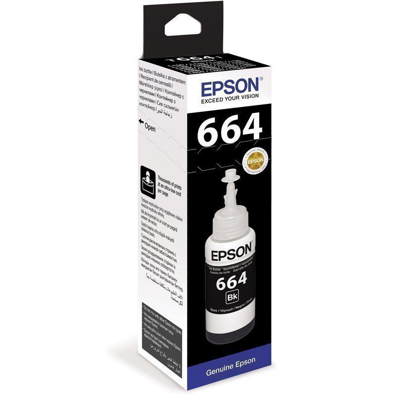 Чернила EPSON (C13T66414A) для СНПЧ Epson L100/L110/L200/L210/L300/L456/L550, черные, оригинальные