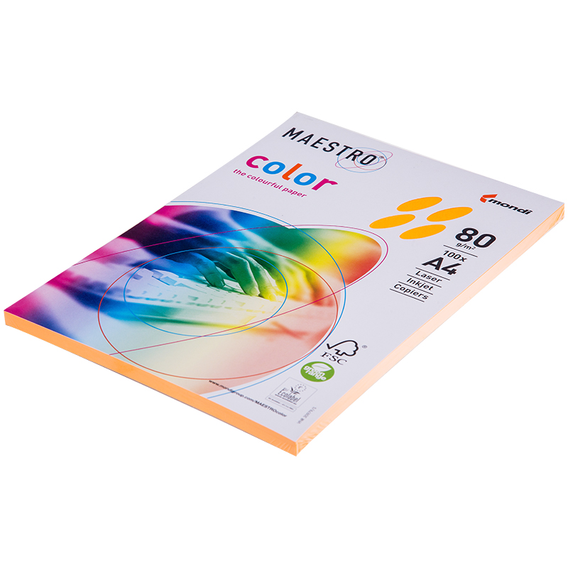 Бумага "Maestro Color neon" А4, 80г/м2, 100л. (оранжевый неон)
