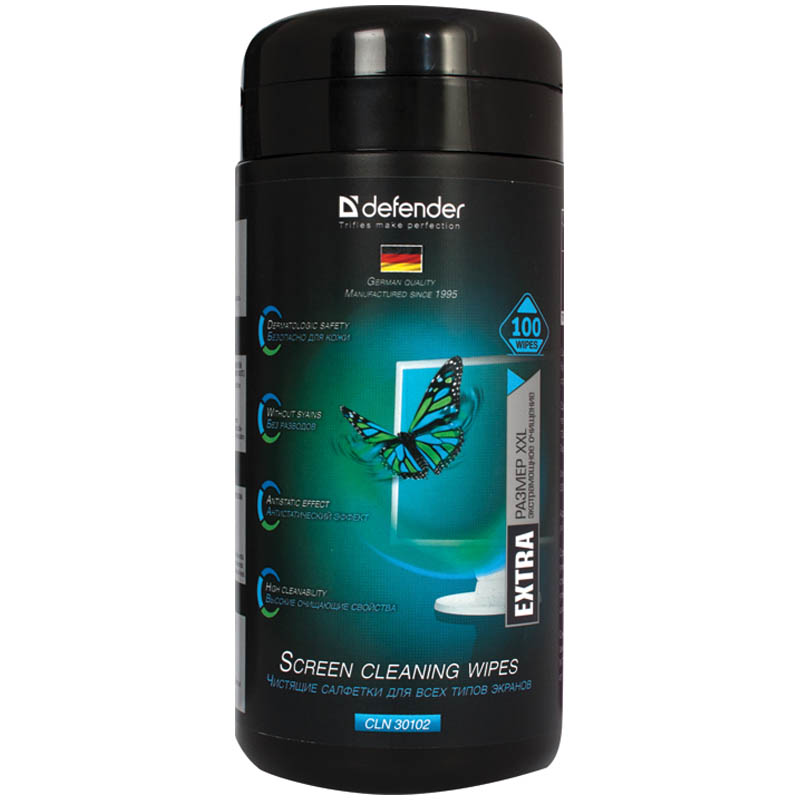 Туба с чистящими салфетками DEFENDER 30102 для CRT, LCD мониторов 100шт