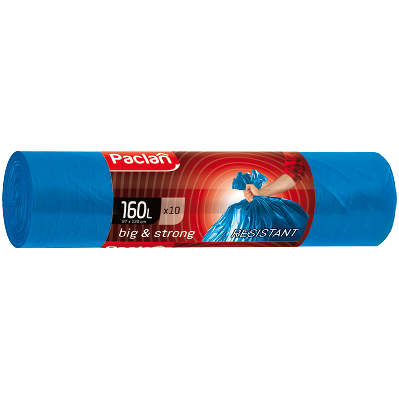 Мешки для мусора PACLAN "BIG and STRONG" 160 л, 21 мкм, 10шт/рул, синий