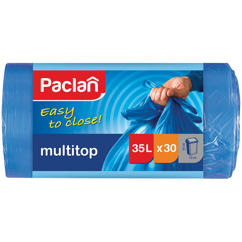 Мешки для мусора PACLAN "MULTITOP" 35л, 15 мкм, 30 шт/рул, синий