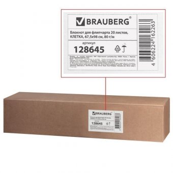 Блокнот для флипчарта BRAUBERG, 20 листов, клетка, 67,5х98 см, 80 г/м2