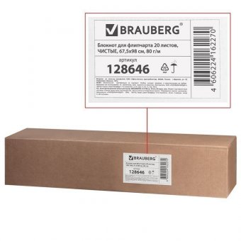 Блокнот для флипчарта BRAUBERG, 20 листов, чистые, 67,5х98 см, 80 г/м2