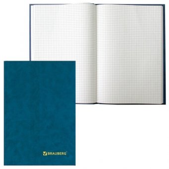 Книга учета 208 л, А4, 200х290 мм, BRAUBERG, клетка, обложка твердая бумвинил, блок офсетный