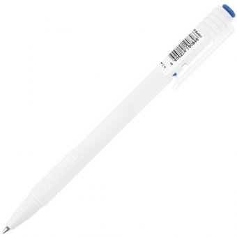 Ручка шариковая масляная автоматическая BRAUBERG "White", корпус белый, узел 1 мм, линия 0,7 мм, синяя