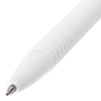 Ручка шариковая масляная автоматическая BRAUBERG "White", корпус белый, узел 1 мм, линия 0,7 мм, синяя