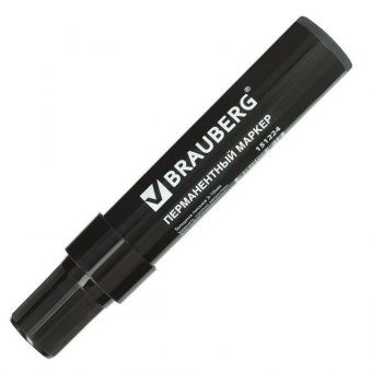 Маркер перманентный BRAUBERG "JUMBO", широкая линия письма, скошенный наконечник 3-10 мм, черный