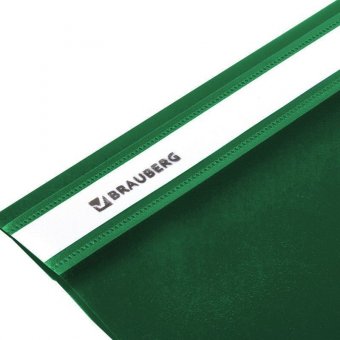 Скоросшиватель пластиковый BRAUBERG, А4, 130/180 мкм, зеленый