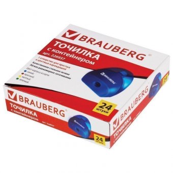 Точилка BRAUBERG BELL с контейнером, пластиковая, конусообразная, цвет корпуса ассорти