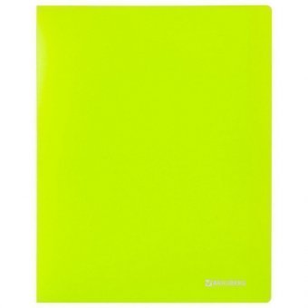 Папка на 2 кольцах c внутренним карманом BRAUBERG "Neon", 25 мм, неоновая, зеленая, до 170 листов, 0,7 мм