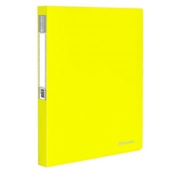 Папка на 2 кольцах c внутренним карманом BRAUBERG "Neon", 25 мм, неоновая, желтая, до 170 листов, 0,7 мм