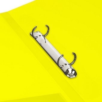 Папка на 2 кольцах c внутренним карманом BRAUBERG "Neon", 25 мм, неоновая, желтая, до 170 листов, 0,7 мм