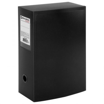 Короб архивный BRAUBERG "Energy", пластик, 10 см (на 900 л), разборный, черный, 0,9 мм