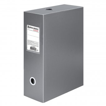 Короб архивный BRAUBERG "Energy", пластик, 10 см (на 900 л), разборный, серый, 0,9 мм
