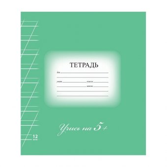 Тетрадь 12 листов, косая линия, "5-ка зелёная" BRAUBERG обложка мелованный картон, блок офсет