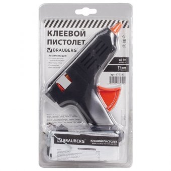 Клеевой пистолет BRAUBERG 40 Вт, для стержня 11 мм