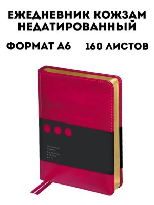 Ежедневник недатированный A6, 160л, кожзам, TouchLife, фуксия