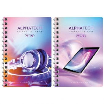 Записная книжка А6 120л. на гребне "Увлечения. Neon. Alphatech"
