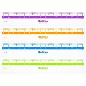 Линейка 15см Berlingo "Color", прозрачная