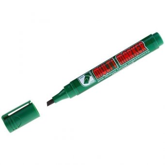 Маркер перманентный Crown "Multi Marker Chisel" зеленый, скошенный, 5мм