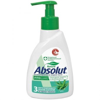 Мыло жидкое Absolut "Алоэ", антибактериальное, с дозатором, 250мл