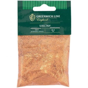 Блестки декоративные Greenwich Line, размер 0,3мм, 20г, античное золото