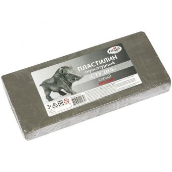 Пластилин скульптурный Гамма "Студия", серый, мягкий, 1кг