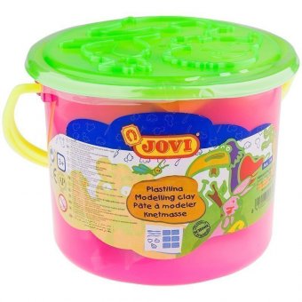 Пластилин JOVI, 06 цветов, 300г, растительный, формочки, стеки, клеенка, в ведре