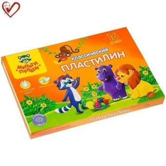 Пластилин Мульти-Пульти "Приключения Енота", 16 цветов, 320г, со стеком, картон