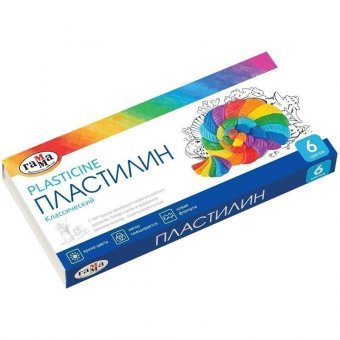Пластилин Гамма "Классический", 06 цветов, 120г, со стеком, картон
