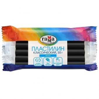 Пластилин Гамма "Классический", черный, 50г