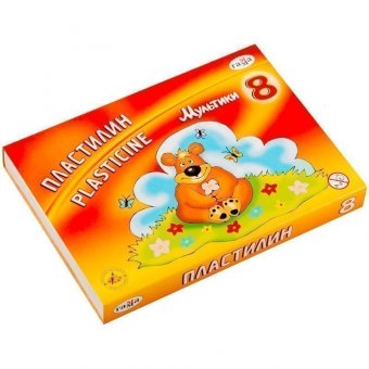 Пластилин Гамма "Мультики", 08 цветов, 160г, со стеком, картон
