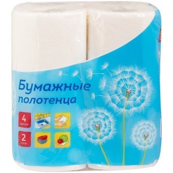 Полотенца бумажные в рулонах OfficeClean, 2-слойные, 11м/рул, тиснение, белые, 4шт.