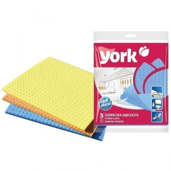Салфетка для уборки York, губчатая, 17,5*15,5см, ассорти, 3шт.