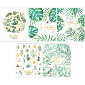 Тетрадь 48л, А5, клетка Greenwich Line "Palm leaves", тиснение фольгой, 70г/м2