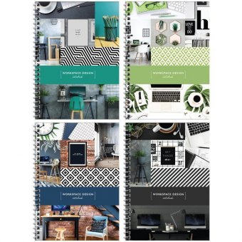 Тетрадь 96л, А5, клетка на гребне ArtSpace "Офис. Workspace design", глянц. лам., тверд. обложка